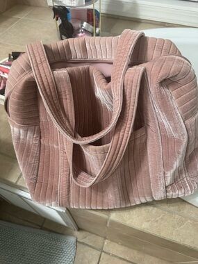 Plush Quilted Pink Velvet Tote Bag